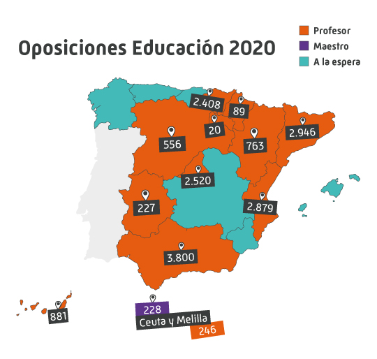 oposiciones educacion 2020 mapa convocatorias