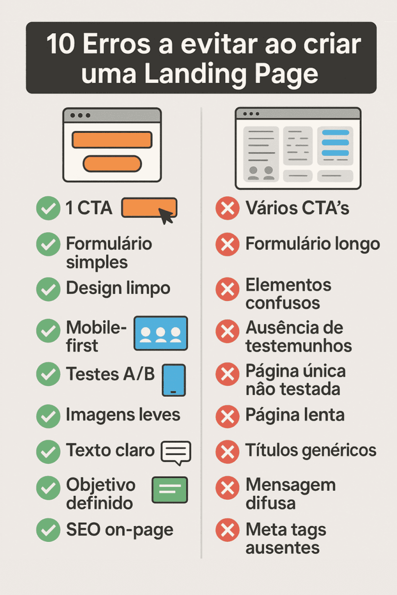 Erros a evitar em Landing Pages
