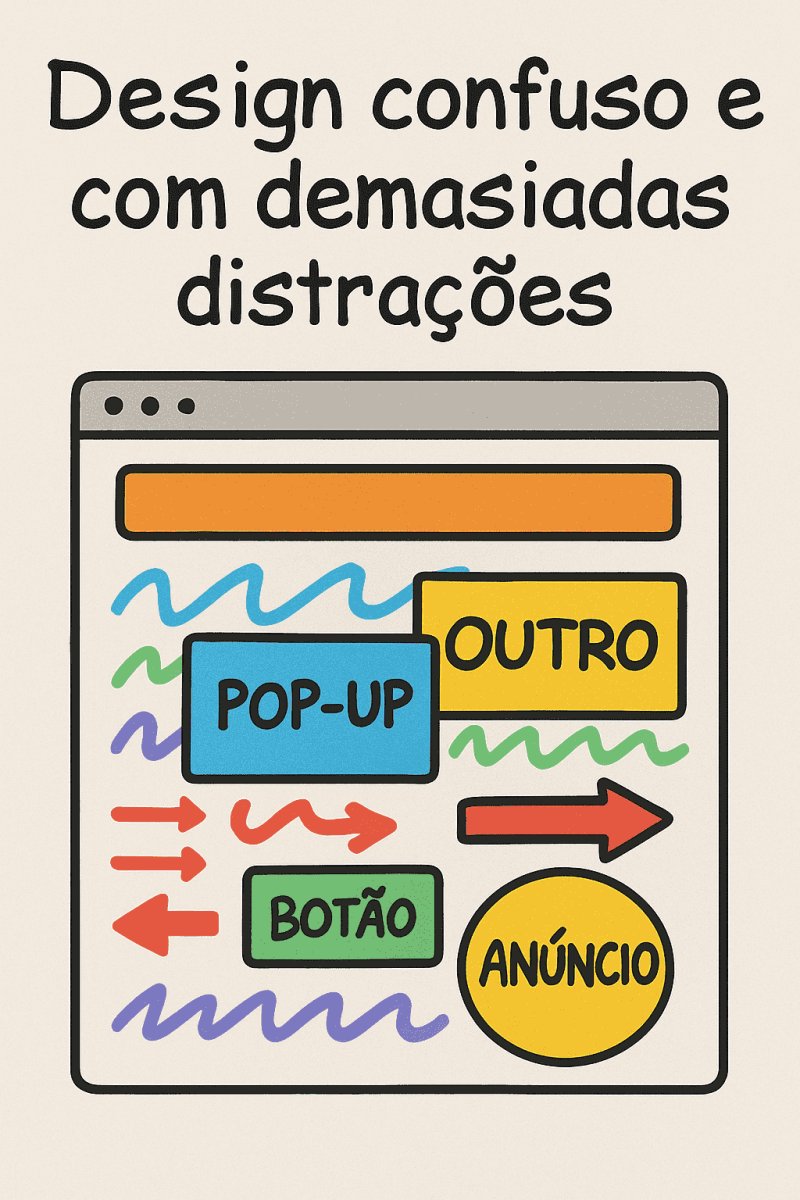 Evitar design da Landing Page confuso e com demasiadas distrações
