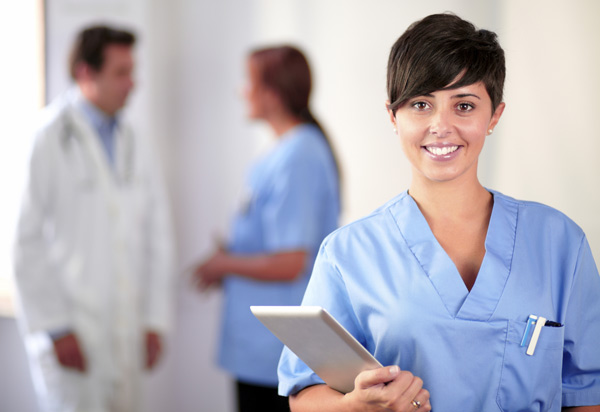 Auxiliar de saúde num hospital