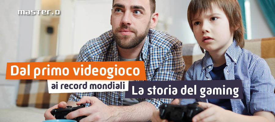 primo videogioco, padre e figlio che giocano ai videogiochi