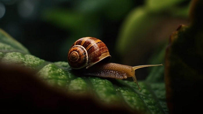 chiocciola su foglia, bava di lumaca