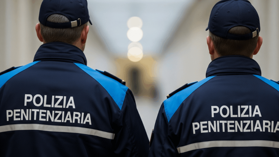 Due agenti di polizia penitenziaria di spalle