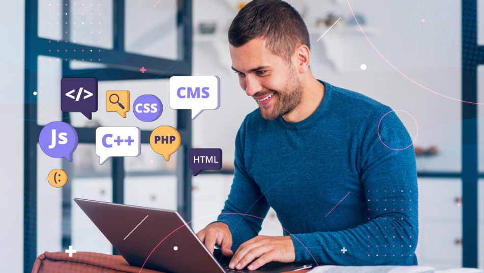 full stack developer durante un'operazione di sviluppo