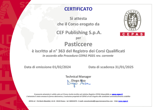 Certificato CEPAS Pasticcere