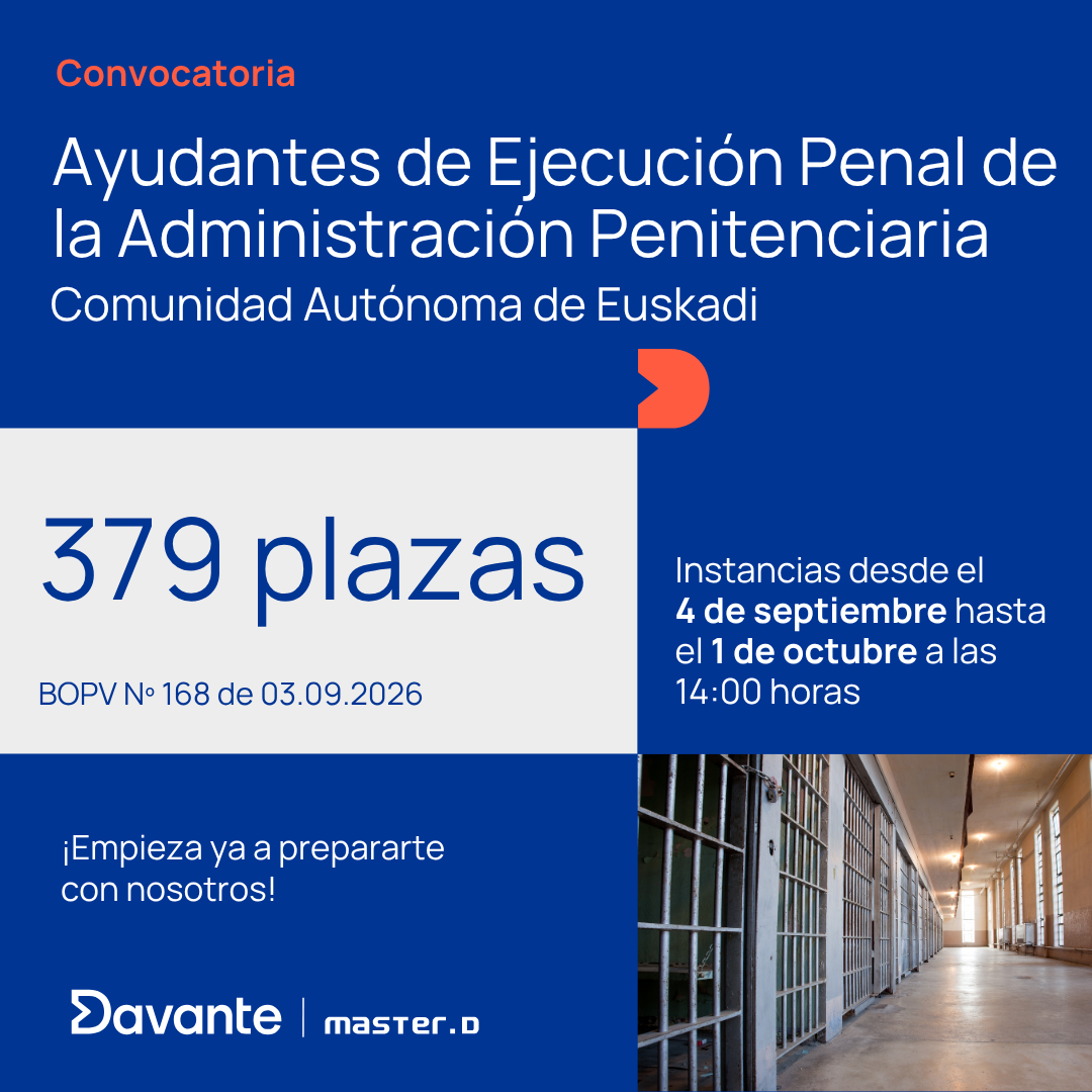 Ayudantes de Ejecución Penal Euskadi 2026: 379 plazas
