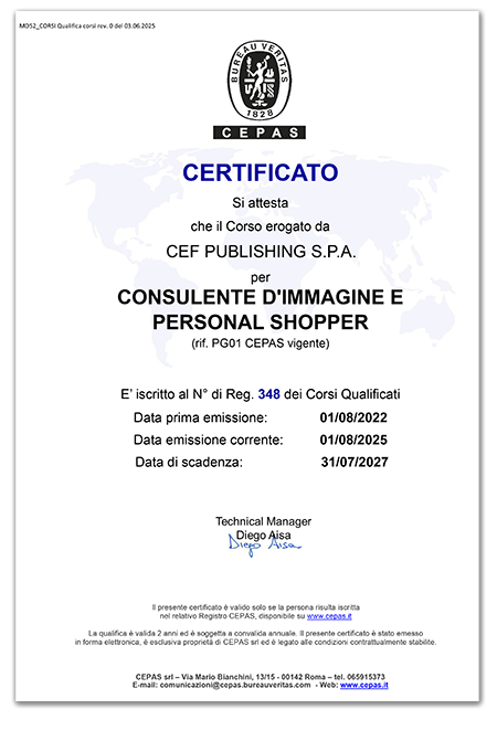CEPAS certificato Image Personal Shopper