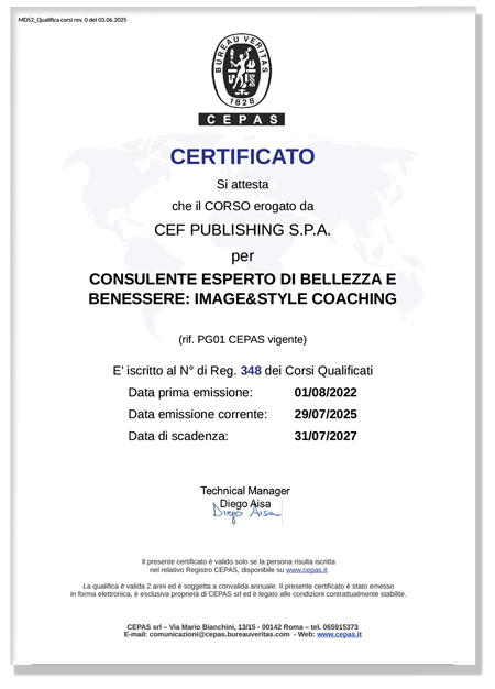 CEPAS certificato Image Style Coach
